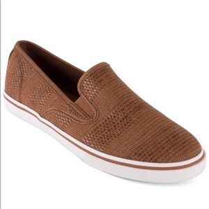 Lauren Ralph Lauren Janis Woven Chestnut Brown Slip On Sneaker Size 7